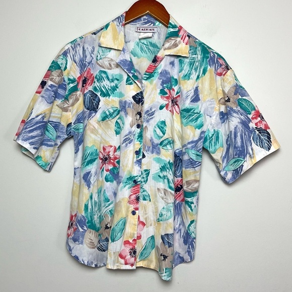 Cabrais Womens Vintage Hawaiian Tropical Button Down Shirt Top Sz M - Picture 1 of 5